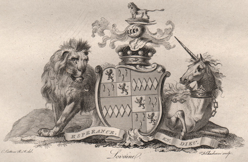 LOVAINE. Coat of Arms. Heraldry 1790 old antique vintage print picture